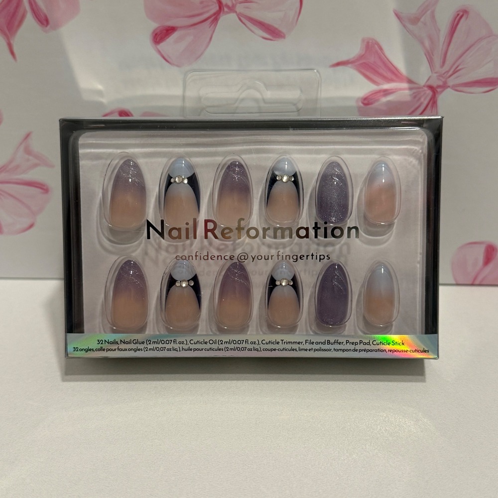 Nail Reformation Purple Heavenly‎ Glow Ombre Glitter Almond Shape Nails